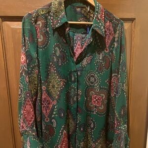 Green Elie Tahari Blouse - New with tags. Ellie Tahari green paisley multi